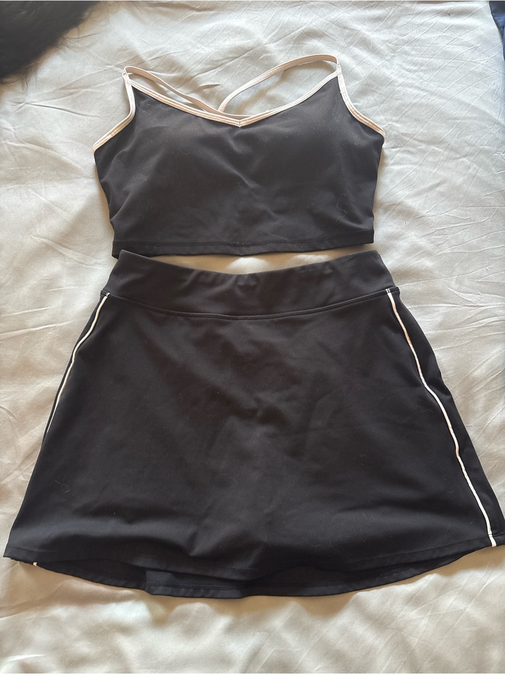 PacSun Black Skater Skirt with Cream Contrast Trim